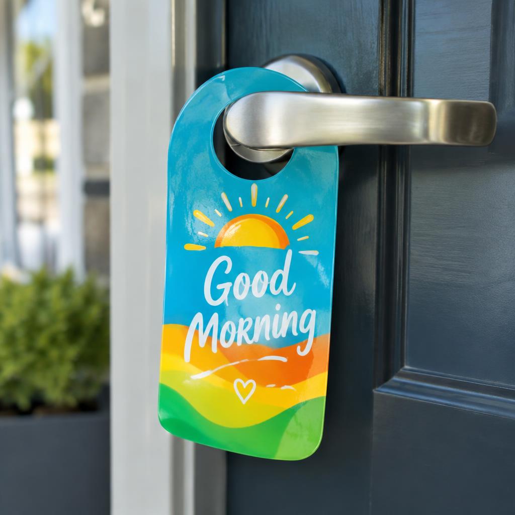 Door hanger on a front door